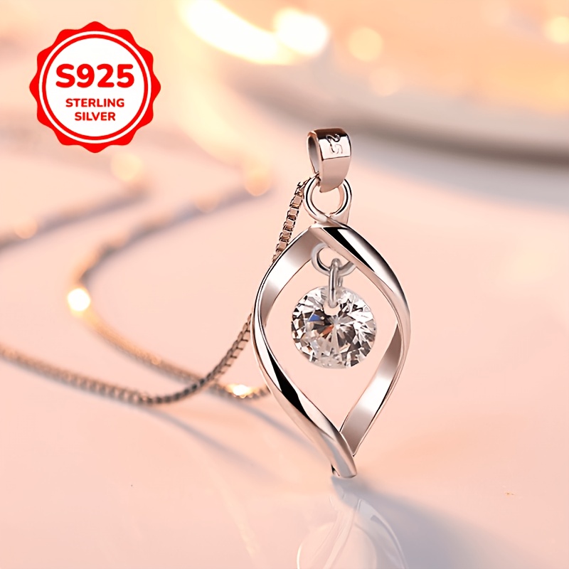 Women's 925 Silver Musical Note Twist Pendant Necklace